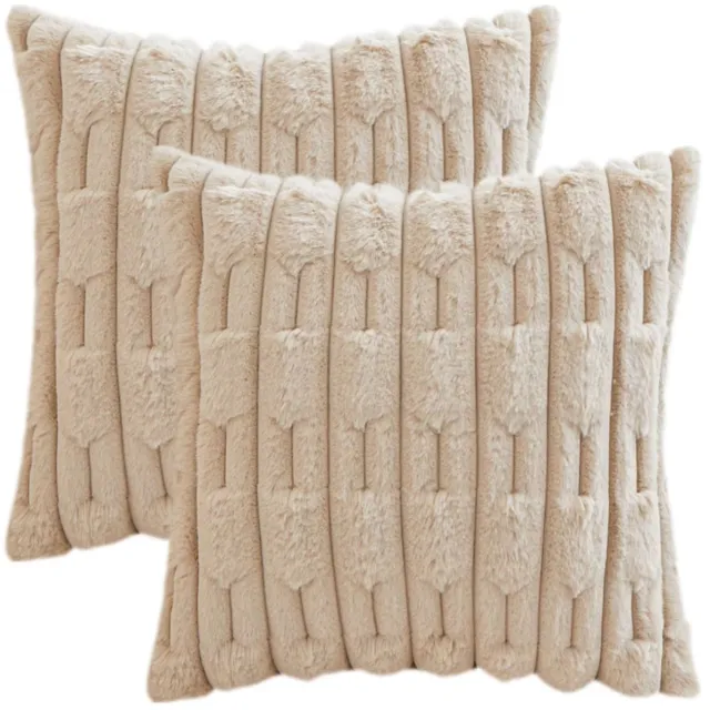 LUXALIVING Sierkussens 45x45 cm – Set van 2 – Inclusief Vulling – Teddy Bouclé – Kaki – Bank & Woonkamer