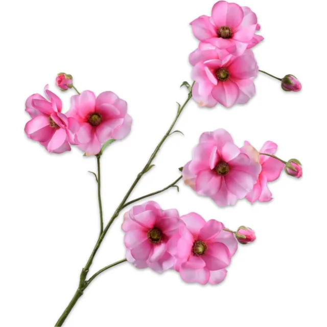 Silk-ka Kunstbloem-Zijden Bloem Ranonkel Tak Roze 69 cm