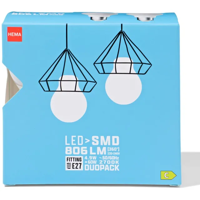 HEMA Led peer smd E27 8.6W 806lm - 2 stuks