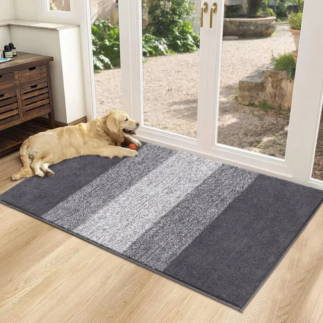 carmdering Deurmat - Schmutzfangmatte - Vloerkleed - Uitstekende Vuilopname - Anti-Slip TPR Onderzijde - Microvezel - Stijlvol Kleurverloop - Beschermt Interieur - 1 Stuk Grijs