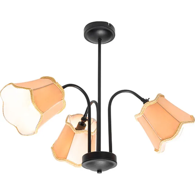 QAZQA nona - Klassieke Plafondlamp - 3 lichts - Ø 70 cm - Zwart Goud - Woonkamer | Slaapkamer
