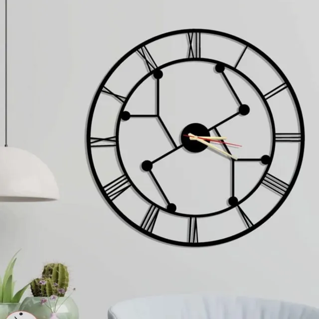 Thuys Metalen – Stille – Vintage – Industriële – Wandklok – Samana – Zonder –Tik – Geluiden – 35 x 35cm Zwart