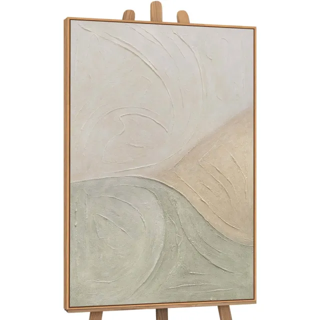 YS Canvas schilderij 120x80 cm handgeschilderd sporen van regen – YS-Art Gallery – Lijst: Hout – Luxe wanddecoratie Wood