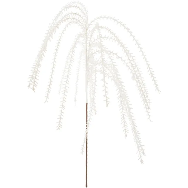 J-Line decoratie tak Bladeren Eva - rubber - wit - 6 stuks