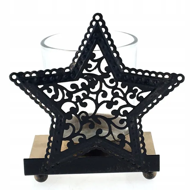 Kersten Luxe Metalen Ster Kaarshouder Zwart/Goud - Design Decoratie