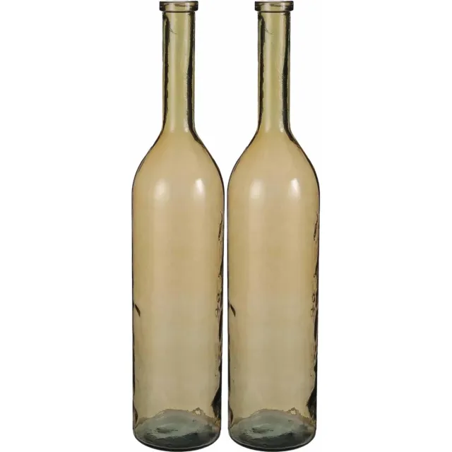 Mica Decorations Flesvaas groot - 2x - Rioja - okergeel transparant - eco glas - 21 x 100 cm