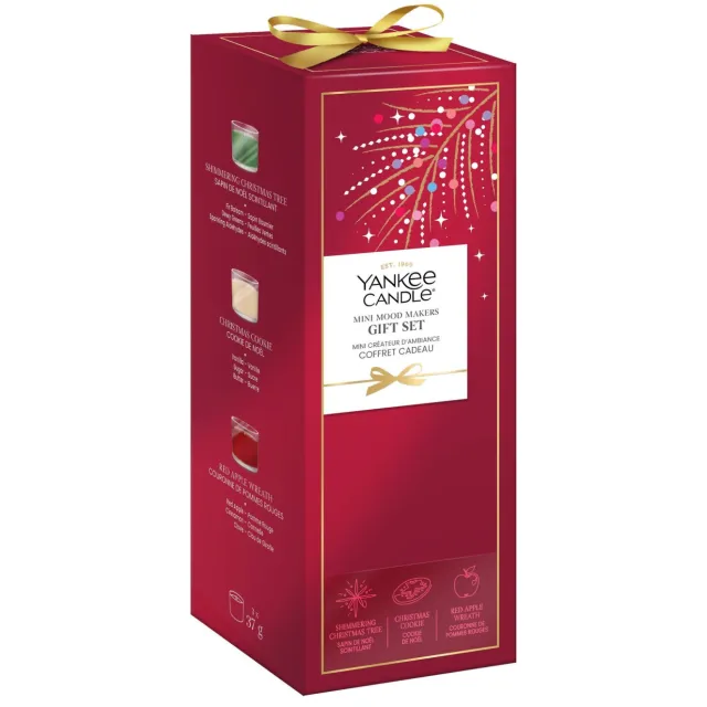 Yankee Candle geurkaars Giftted moments (set van 3) - rood/crème/groen