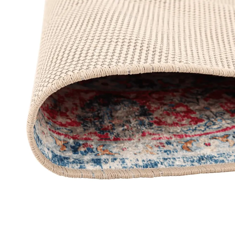 vidaXL Vloerkleed wasbaar Ø 120 cm meerkleurig blauw, foto 4