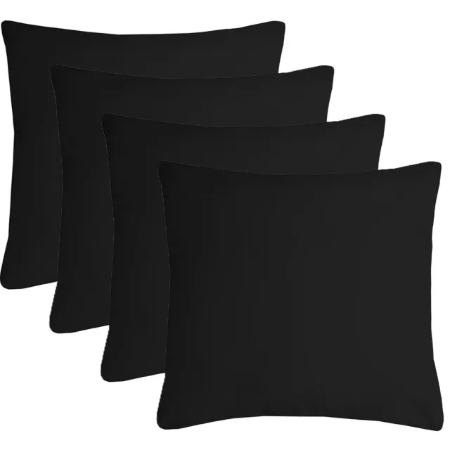 Stof Textile sierkussen Nelson - 4x - zwart - 60 x 60 cm - bank kussens - zitkussens - binnen/buiten - polyester