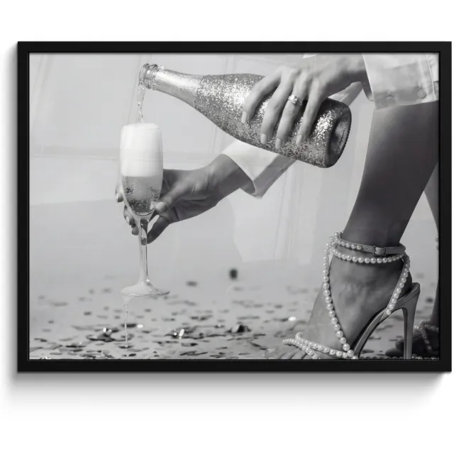 FrameYourWall Poster in lijst - Fotolijst 70x50 cm - Posters - Feestelijk - Champagne - Discobal - Posterlijst zwart - Decoratie - Wanddecoratie woonkamer - Muurdecoratie slaapkamer