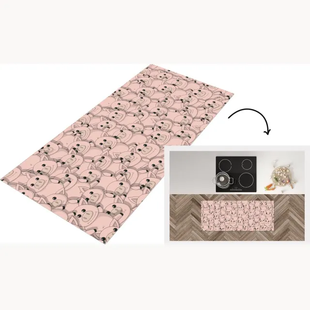 KitchenYeah Keukenloper - Loper keuken - Varkens - Dieren - Roze - Patroon - Keukenloper vinyl