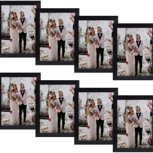 Famanu Set van 8 fotolijsten 9 x 13 cm, zwarte fotolijsten voor decoratie, ideaal voor het presenteren van foto's en herinneringen