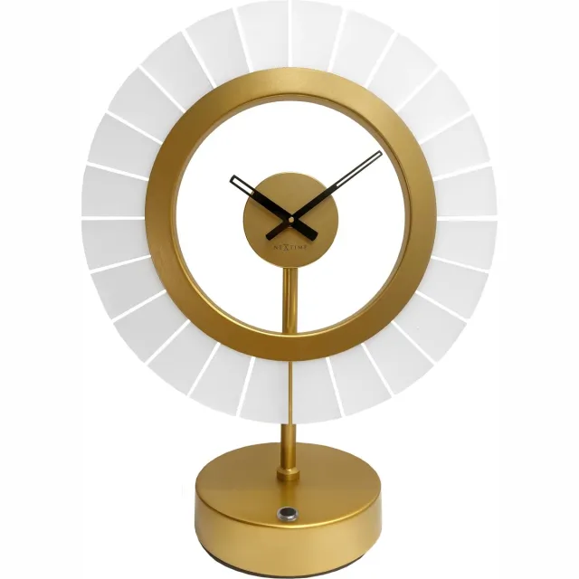 NeXtime Tafellamp & klok 33x16x42Hcm-Stilte-Champagne Goud-Metaal/Acryl-NeXtime 'Ting'