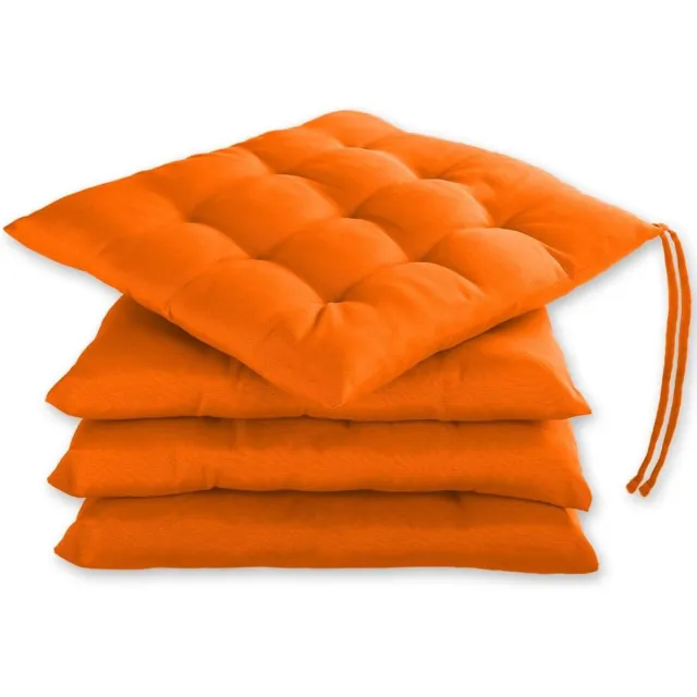Imperatoris Zitkussen - Stoelkussen - Tuinstoelkussens - Eetkamer Kussen - Stoelkussens Eetkamer - Geschikt voor Binnen en Buitengebruik - Seat Cushion - 40 x 40 x 3 cm - Set van 4 - Oranje - van Imperatoris