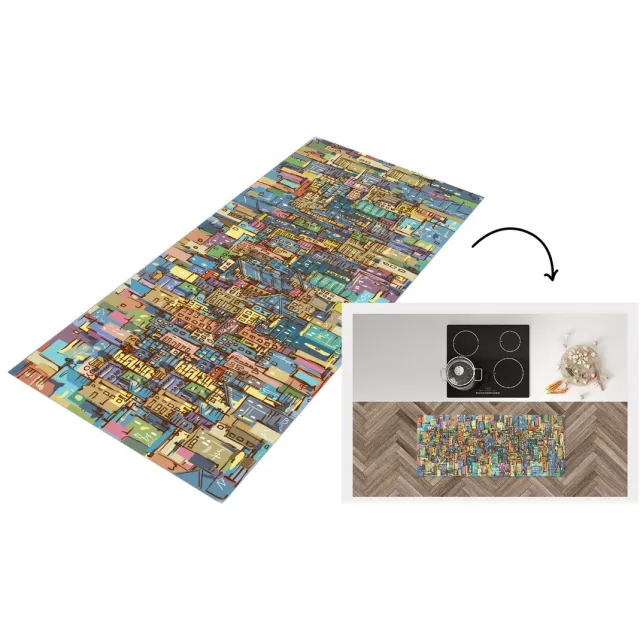 KitchenYeah Keukenloper - Loper keuken - New York - Kleuren - Kunst - Keukenloper vinyl Multicolor