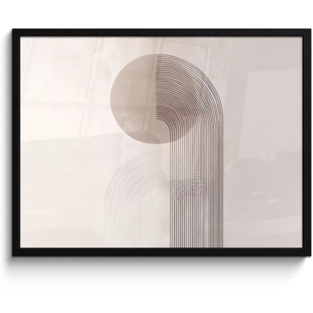 FrameYourWall Poster in lijst - Fotolijst 80x60 cm - Posters - Minimalistisch - Cirkel - Lichtgrijs - Posterlijst zwart - Decoratie - Wanddecoratie woonkamer - Muurdecoratie slaapkamer Minimalistisch - Cirkel - Lijnen