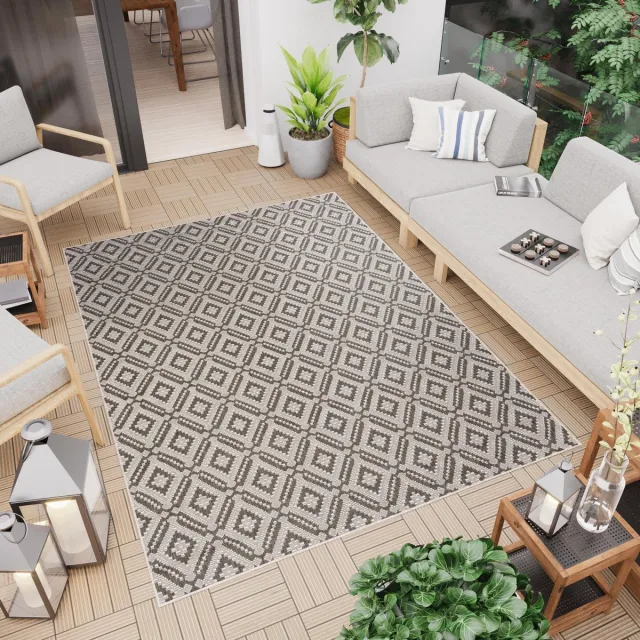 Tapiso Capri Vloerkleed Woonkamer Indoor Outdoor Tapijt Binnen Tuintapijt Bruin2