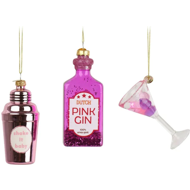 Decoris kerstornamenten giftbox cocktail Multi