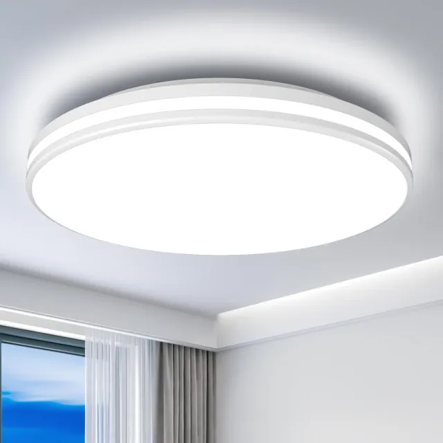 KZQ Plafondlamp van 30 cm, vlak gemonteerd, 27W LED-plafondlamp, daglichtwit, 5000K, ronde waterdichte opbouwplafondlamp voor douche, eetkamer, woonkamer, slaapkamer en keuken