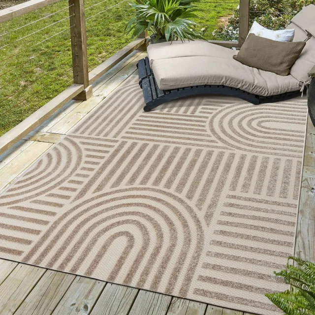 Muratap Berlin Outdoor - Japandi - Beige - Vloerkleed Binnen en Buiten - Laagpolig Tapijt Tuin- 120x170 CM