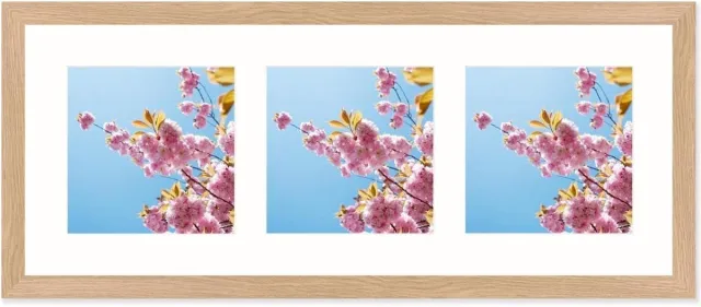 SecaDesign Anima Drieluik Fotolijst - Fotomaat 15x15 cm - Essenhout kleur bruin