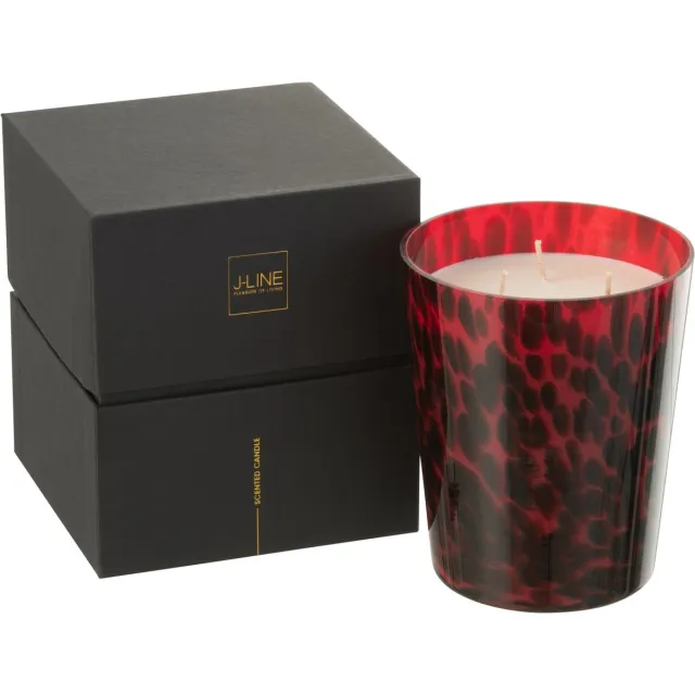 J-Line geurkaars Noa - Sandalwood - glas - rood - medium - 68U