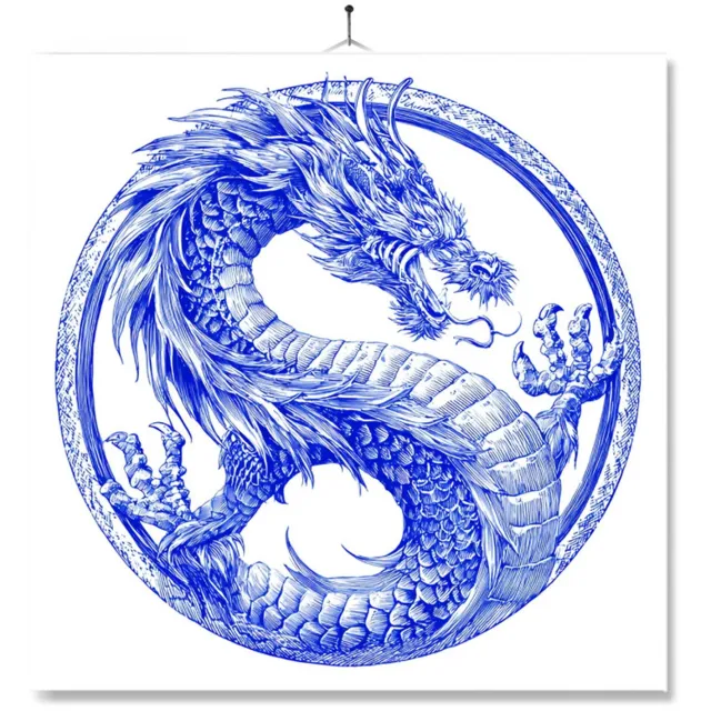 MC Living Tegel Met Opdruk | Chinese Draak | Cadeau | Inclusief Geschenkdoos | Standaard | Ophangsysteem Ontwerp 1