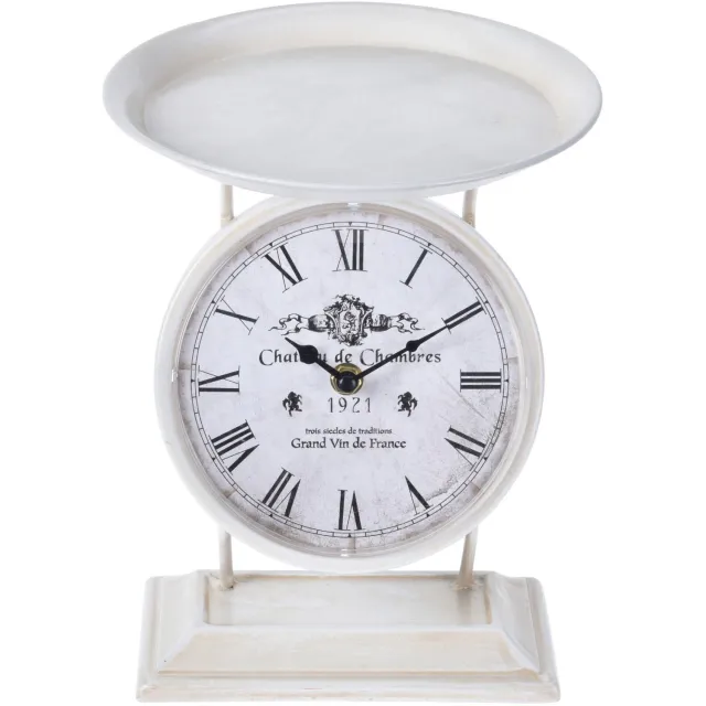 EH Excellent Houseware Klok - Staande klok voor op het bureau, dressoir ANTIQUE Wit