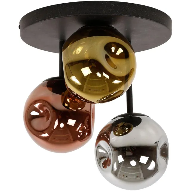 Nest of Nora Plafondlamp Rina - 3-lichts bol Ø15 cm - Zwart