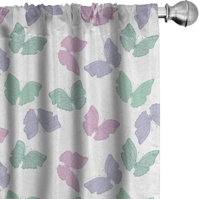 ABAKUHAUS dahlia – gordijnen 2-delige set 75x175 cm – microvezel – halfdonker – roze/blauw Roze hemelsblauw