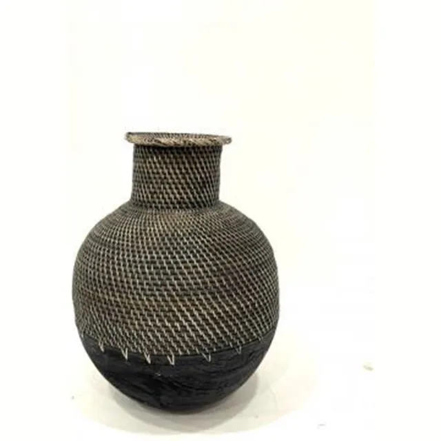 Var Vase rattan/wood S H40cm Zie foto