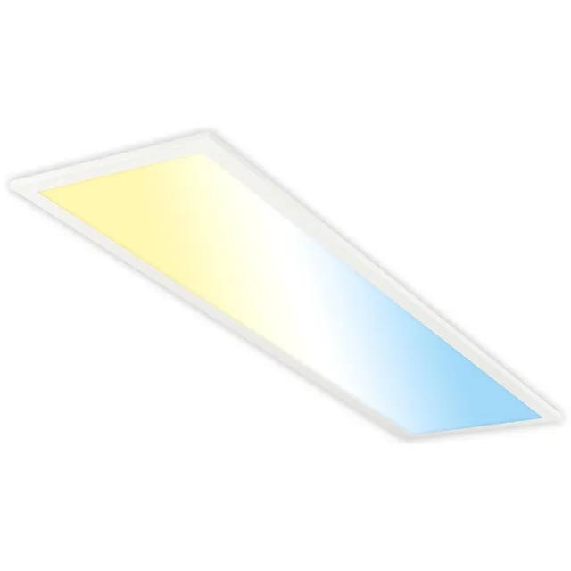 B.K.Licht BRILONER Piatto – Plafonniere – EEK A lichtbron* – led paneel – dimbaar met afstandsbediening – CCT instelbaar – wit – 100 x 25 x 6 cm