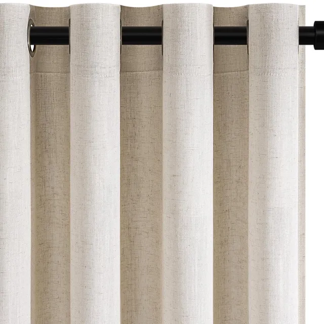 Ibenzoa Luxe Linnen Gordijnen Set voor Woonkamer en Slaapkamer met Semi-Transparante Stof in Oatmeal Lichtgrijs