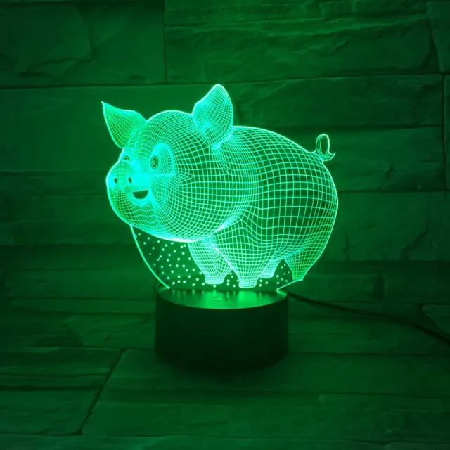 MC Living 3D Led Lamp Met Gravering - RGB 7 Kleuren - Varken