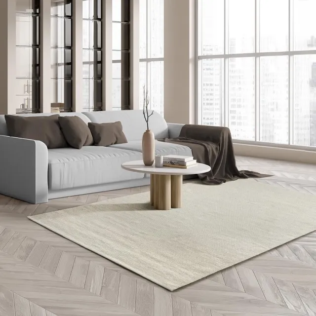 the carpet Boho Natur Wool Handgeweven wollen tapijt in natuurlijke Scandinavische boho-look, handgemaakt voor een unieke stijl, 250x350 Crème