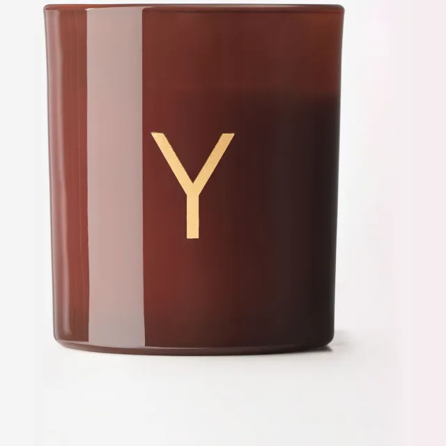 HEMA Kaars in glas ⌀8x9cm letter Y (cognac)