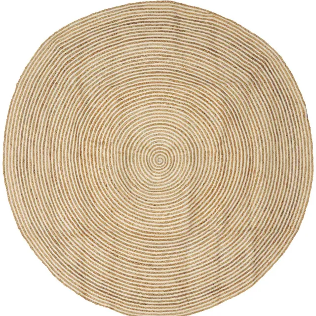 vidaXL Gebied - Tapijt - Wit - Ø - 240 - cm - Jute