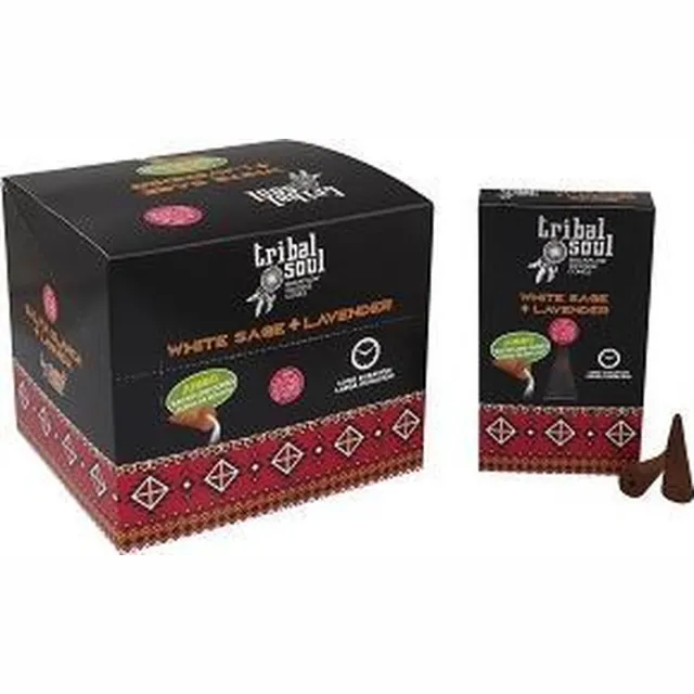 Tribal soul Backflow Wierook kegels - Witte Salie & Lavendel - 120 stuks