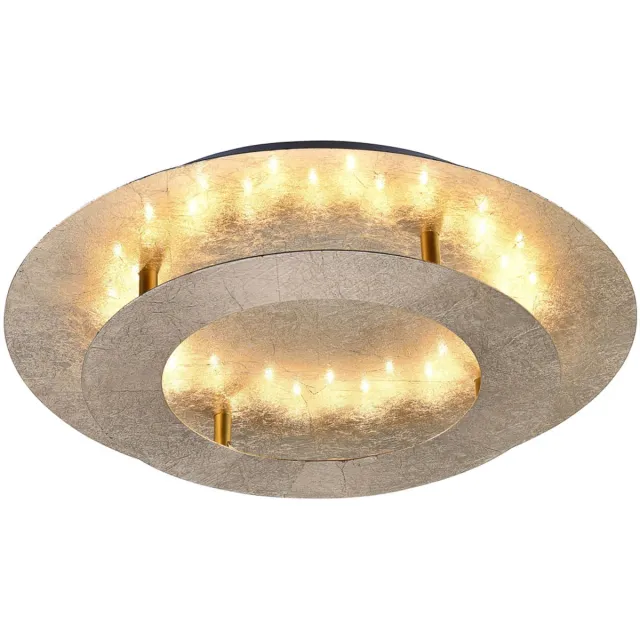 Paul Neuhaus Plafondlamp in goudkleurig staal rond met verlichte ring, 1x LED printplaat 18 watt 1260 lumen warm wit, diameter 40 cm, woonkamer eetkamer slaapkamer hal foyer