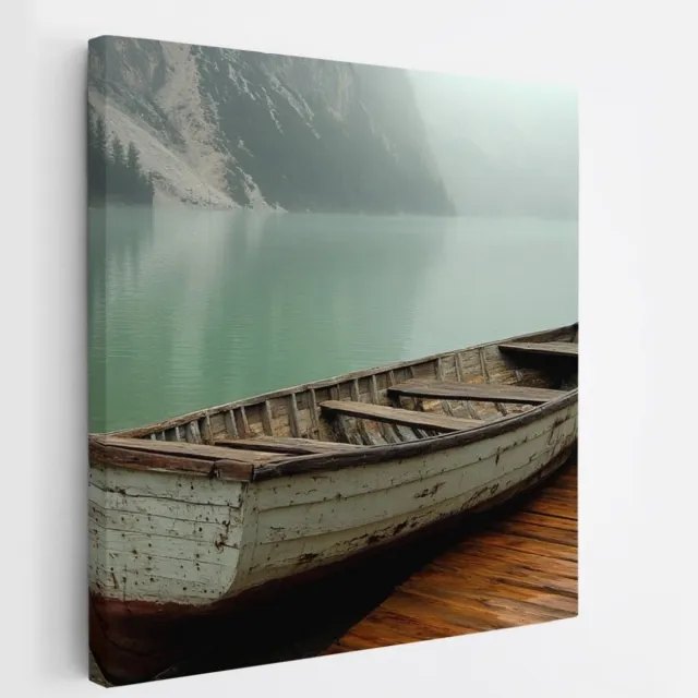Saammp Canvas Schilderij - Oude Boot - Landschap - Natuur - 100x100 - Foto op canvas - Wanddecoratie - Muurdecoratie Woonkamer - Slaapkamer decoratie - Canvas Print Multicolor