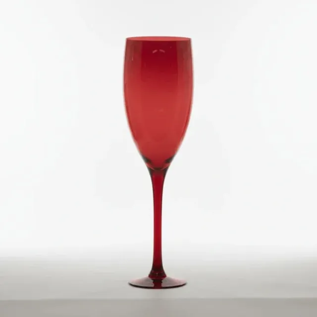 TLF interieurs Vino – luxe vaas van amberglas met verfijnde steel - Rood