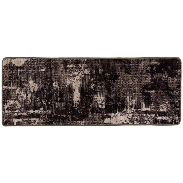 vidaXL Tapijt - Runner - MARSA - Zwart - en - Wit - 80 - x - 200 - cm - Polyester - en - PVC