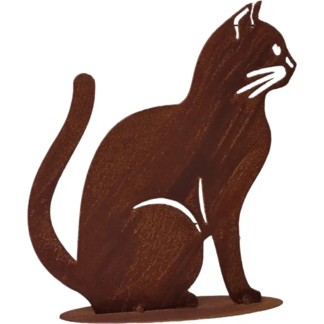 Dream-Garden Tuinbeeld zittende poes Caityln op voetplaat H34 x B27cm Roest bruin