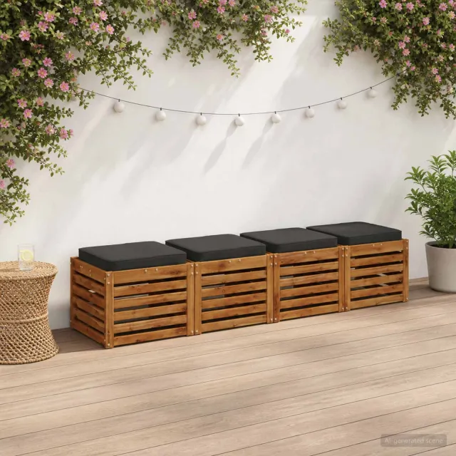vidaXL 4-Piece Zitkussens VUGHT 4 st 100% Polyester Antraciet