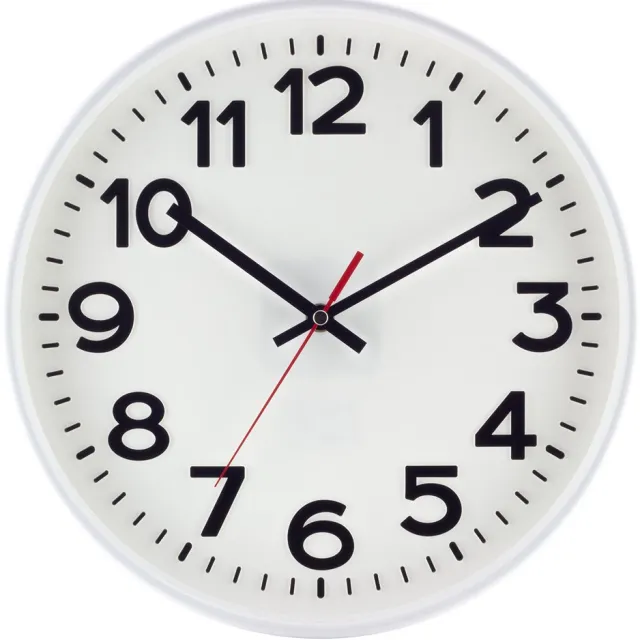 Selva quartz wandklok Kolbingen, witte wijzerplaat, zwarte Arabische cijfers, kastdiameter 30 cm Leer