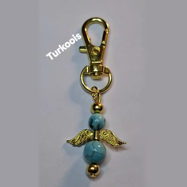 mineraalsteen Sleutelhanger "Turkoois" goudkleurig blauw