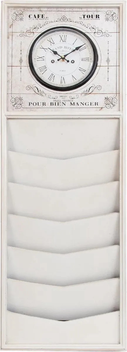 Clayre & Eef 5KL0047 - Klok - 35 x 5 x 100 cm - mdf - wit multi