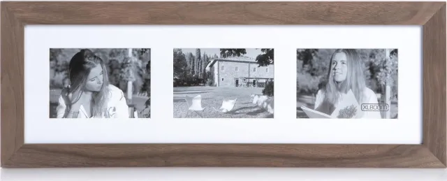 XLBoom Badia Fotolijst - Collagelijst voor 3 foto's - In Hout - Walnoot - Fotoformaat 18x13cm Bruin