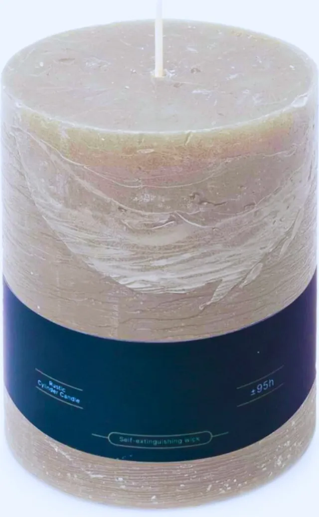 PEAM Rustieke Pillarkaars Lichtgrijs 100/130 Mm - 95 Uur Brandduur Voor Sfeervolle Verlichting