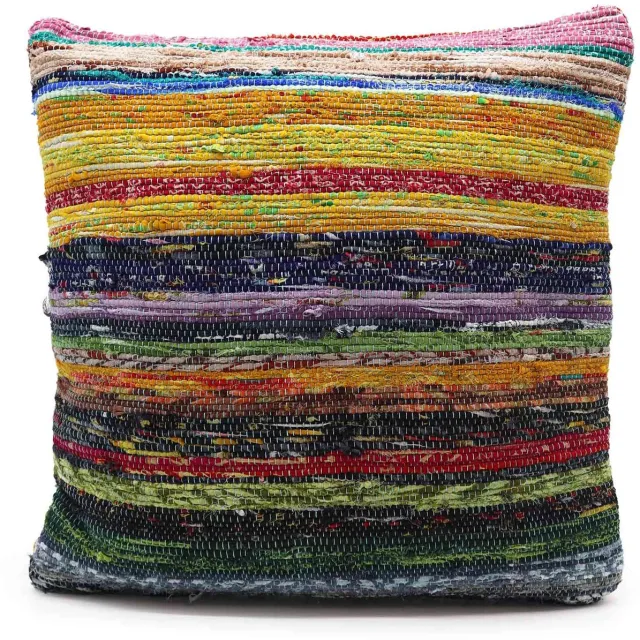 Ancient Wisdom Rag Rug Cushion Covers - 40x40cm - Sunrise Oranges multicolor